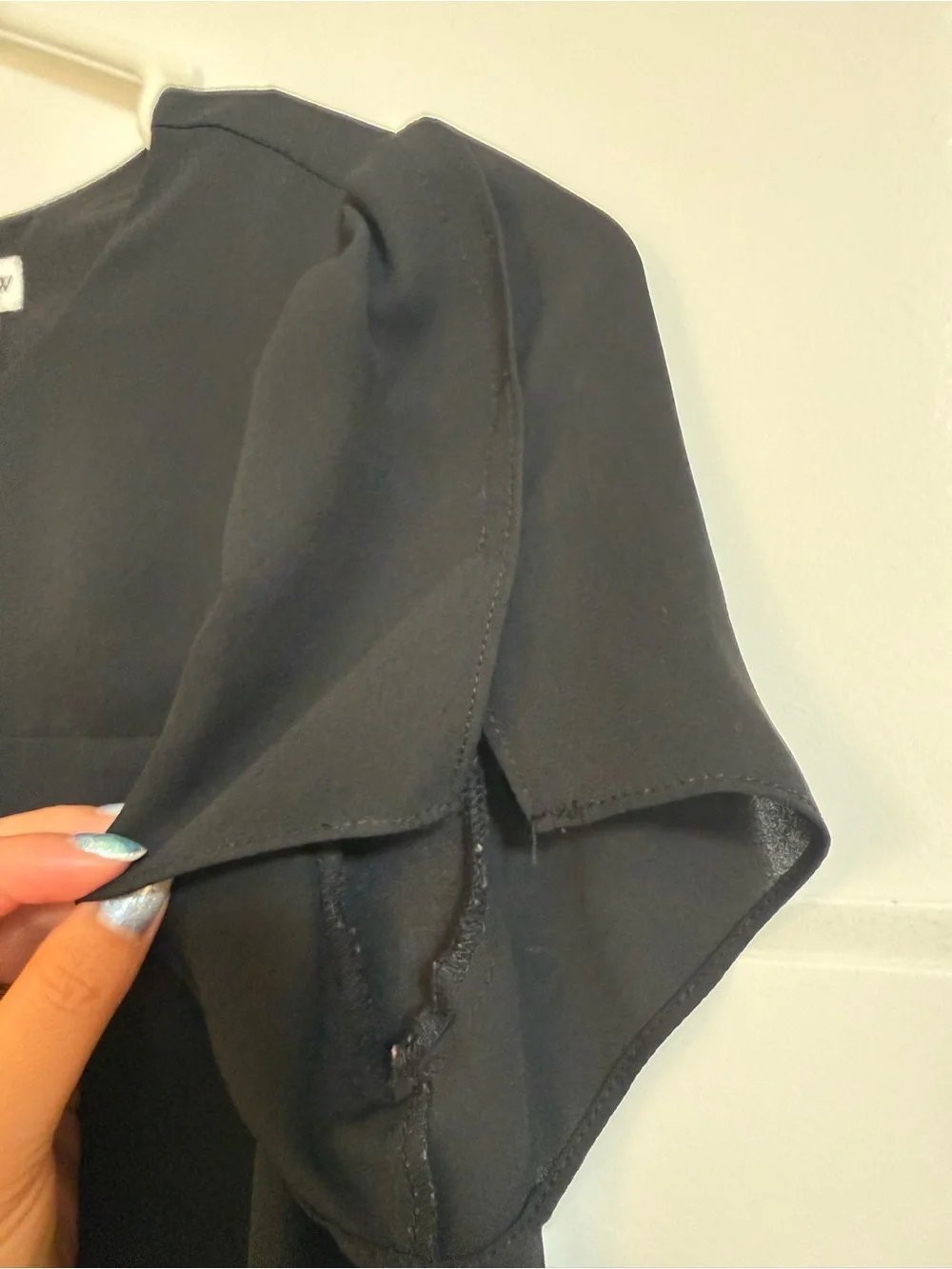 J. Crew Black Flutter Sleeve Women's Blouse